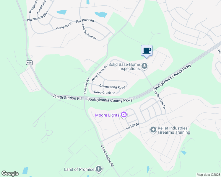 map of restaurants, bars, coffee shops, grocery stores, and more near 6044 Greenspring Rd in Fredericksburg
