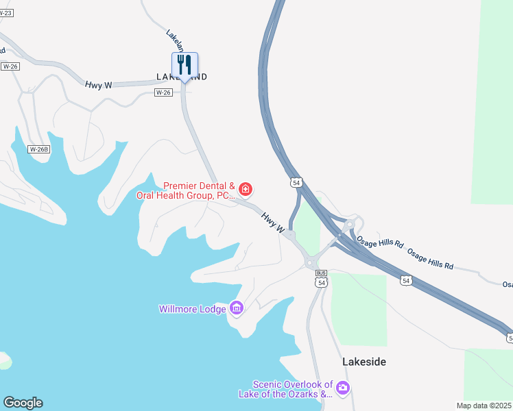 map of restaurants, bars, coffee shops, grocery stores, and more near 7-21 State Hwy W in Lake Ozark
