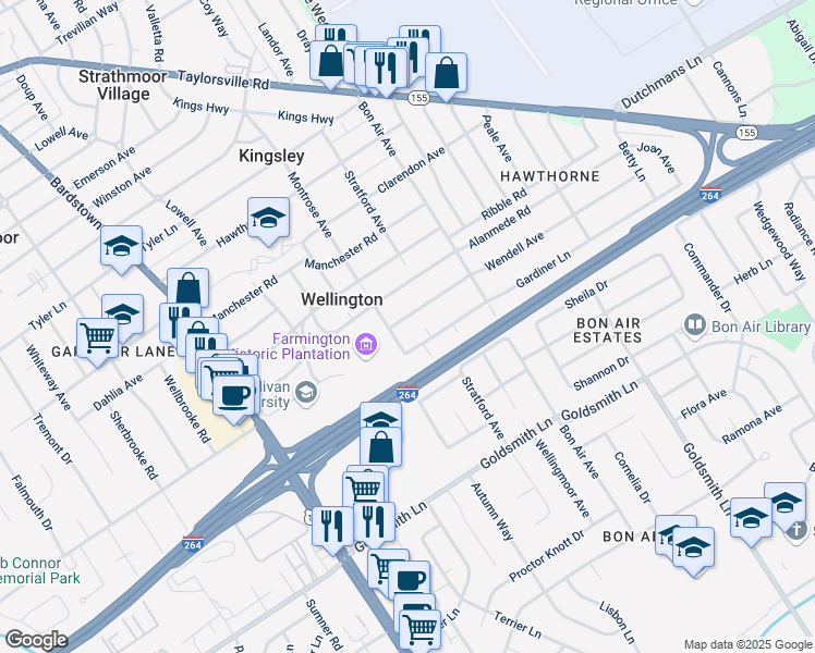 map of restaurants, bars, coffee shops, grocery stores, and more near 2504 Wendell Avenue in Louisville