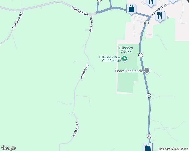 map of restaurants, bars, coffee shops, grocery stores, and more near 1054 Brickyard Road in Hillsboro