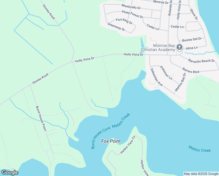 map of restaurants, bars, coffee shops, grocery stores, and more near 299 Moondance Drive in Colonial Beach