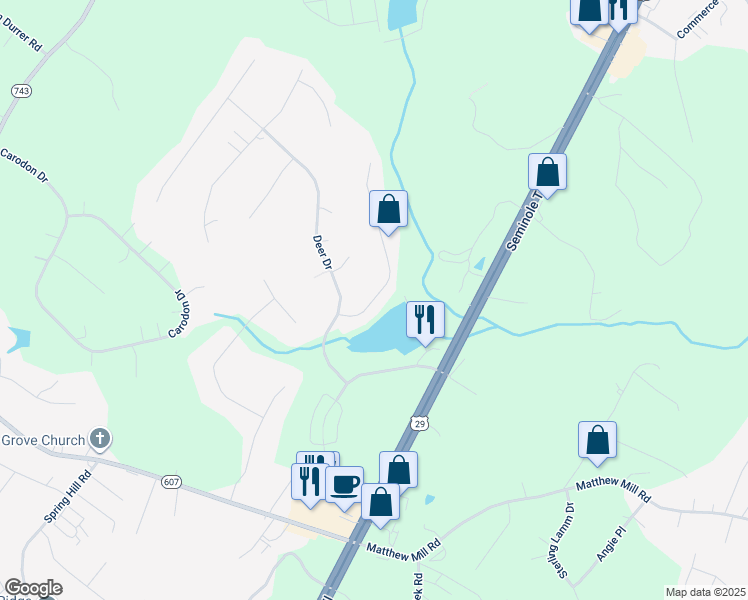 map of restaurants, bars, coffee shops, grocery stores, and more near 154 Lake Dr in Ruckersville