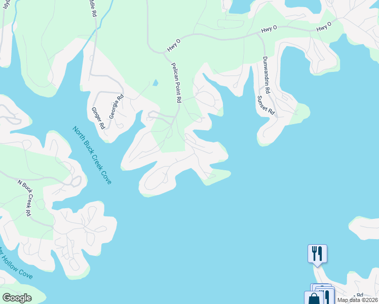 map of restaurants, bars, coffee shops, grocery stores, and more near 31999 Pelican Point Road in Gravois Mills