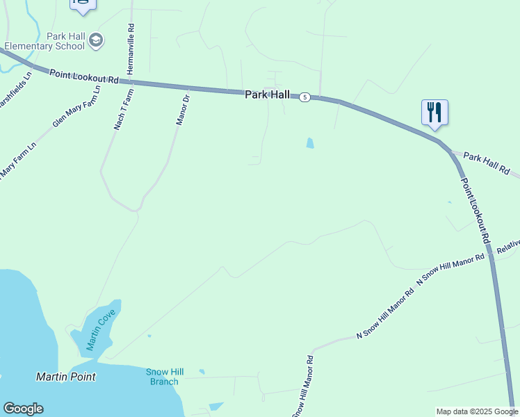 map of restaurants, bars, coffee shops, grocery stores, and more near in Park Hall