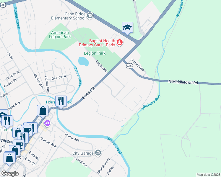 map of restaurants, bars, coffee shops, grocery stores, and more near 115 Woodmont Dr in Paris