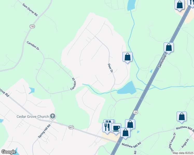 map of restaurants, bars, coffee shops, grocery stores, and more near 11 Doris Dr in Ruckersville