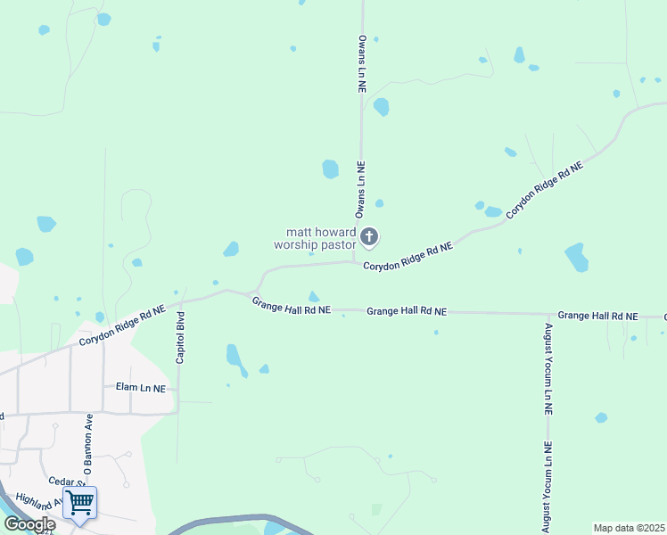 map of restaurants, bars, coffee shops, grocery stores, and more near 1433 Corydon Ridge Road Northeast in Corydon