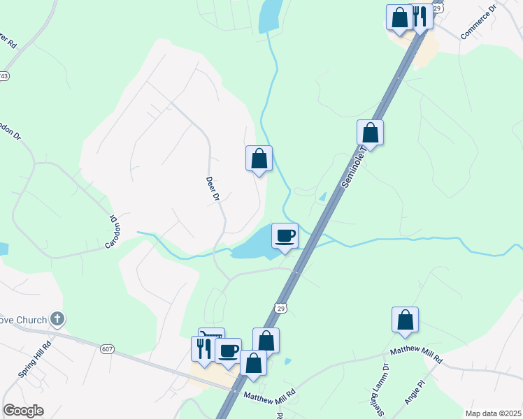 map of restaurants, bars, coffee shops, grocery stores, and more near 154 Lake Dr in Ruckersville