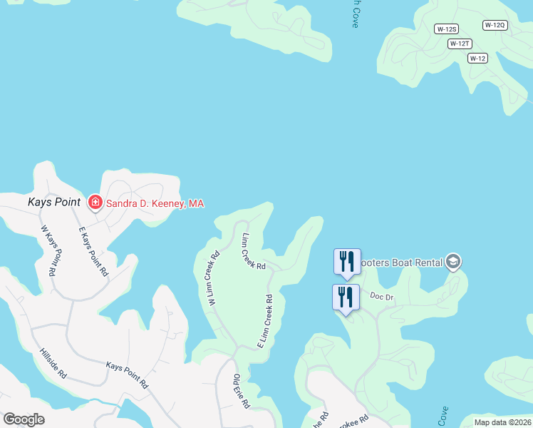 map of restaurants, bars, coffee shops, grocery stores, and more near 580 Damsel Road in Lake Ozark