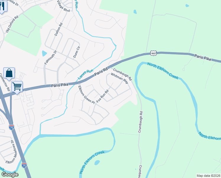 map of restaurants, bars, coffee shops, grocery stores, and more near 201 Whitman Way in Georgetown