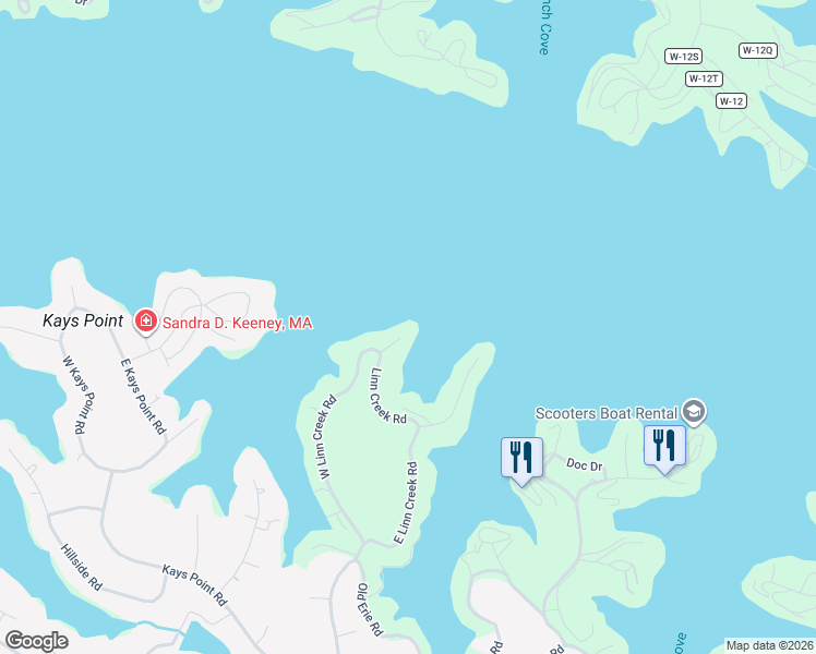 map of restaurants, bars, coffee shops, grocery stores, and more near 580 Damsel Road in Lake Ozark