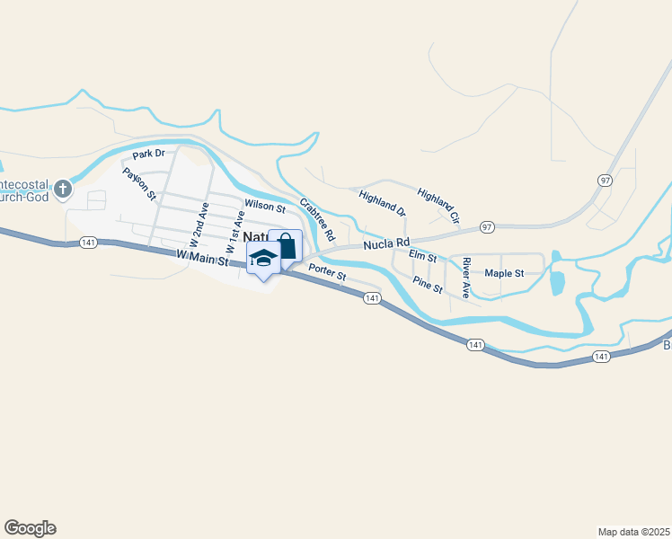 map of restaurants, bars, coffee shops, grocery stores, and more near 136 Porter Street in Nucla