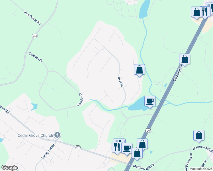 map of restaurants, bars, coffee shops, grocery stores, and more near 11 Doris Dr in Ruckersville