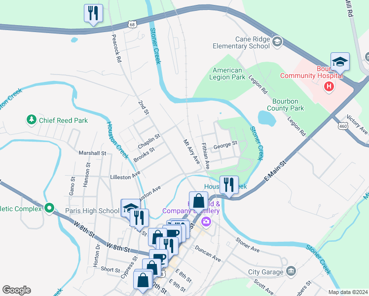 map of restaurants, bars, coffee shops, grocery stores, and more near 233 Mount Airy Avenue in Paris