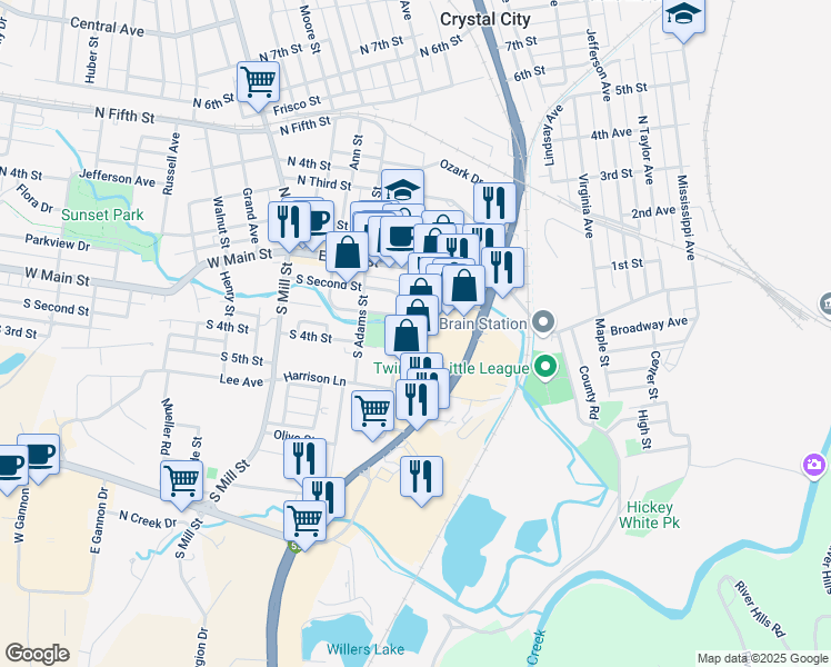 map of restaurants, bars, coffee shops, grocery stores, and more near 68 Brierton Lane in Crystal City
