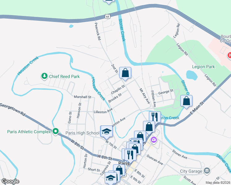 map of restaurants, bars, coffee shops, grocery stores, and more near 240 Brooks Street in Paris