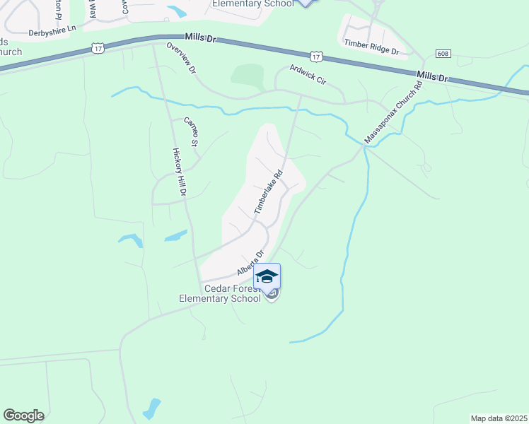 map of restaurants, bars, coffee shops, grocery stores, and more near 9403 Timberlake Road in Fredericksburg