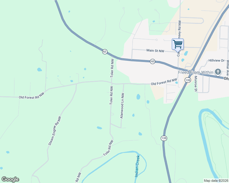 map of restaurants, bars, coffee shops, grocery stores, and more near 1025 Alanwood Lane Northwest in Corydon