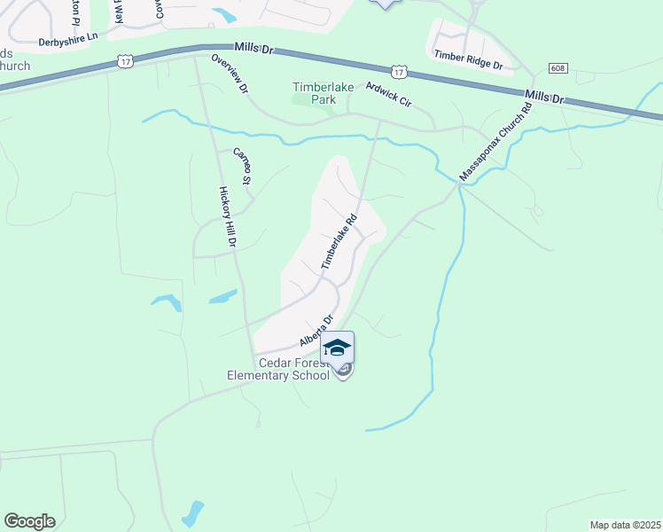 map of restaurants, bars, coffee shops, grocery stores, and more near 9403 Timberlake Road in Fredericksburg