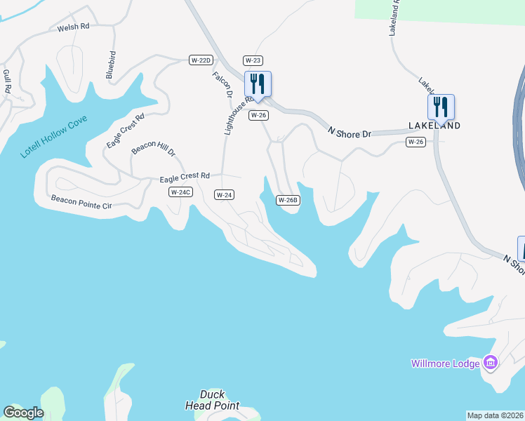 map of restaurants, bars, coffee shops, grocery stores, and more near 40 Lighthouse Road in Lake Ozark