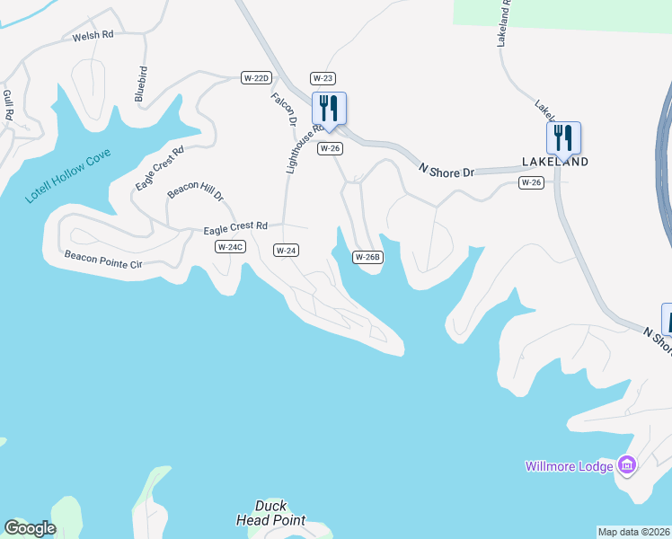 map of restaurants, bars, coffee shops, grocery stores, and more near 2 County Road w-26B in Lake Ozark