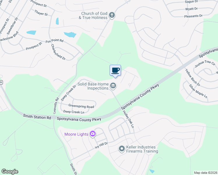 map of restaurants, bars, coffee shops, grocery stores, and more near 5809 Deep Creek Drive in Fredericksburg