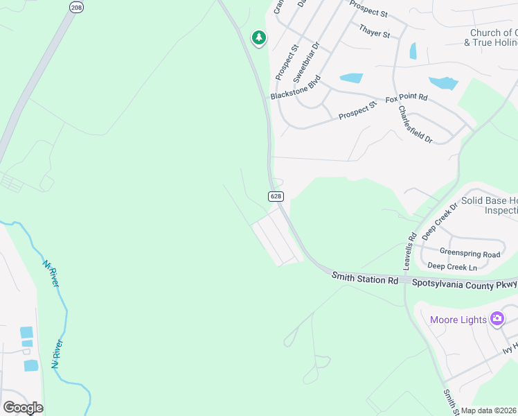 map of restaurants, bars, coffee shops, grocery stores, and more near 6310 Smith Station Road in Fredericksburg