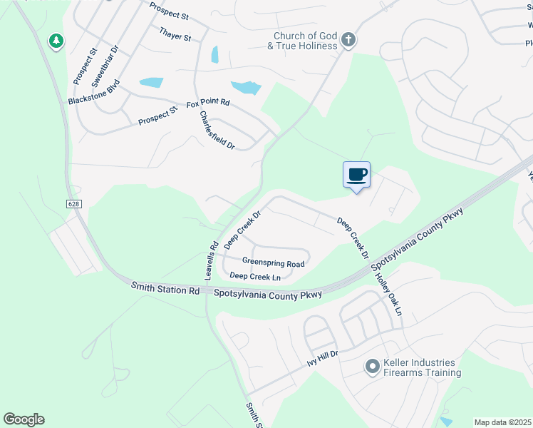 map of restaurants, bars, coffee shops, grocery stores, and more near 9430 Reservoir Road in Fredericksburg