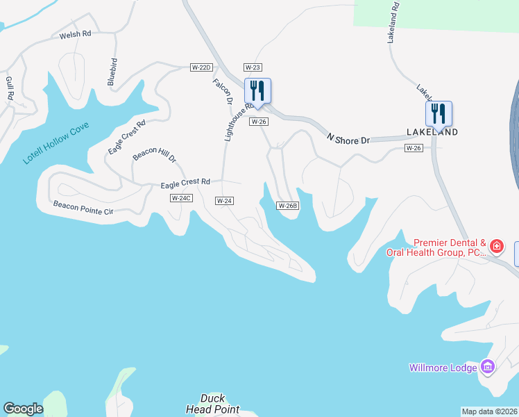 map of restaurants, bars, coffee shops, grocery stores, and more near 2 County Road w-26B in Lake Ozark