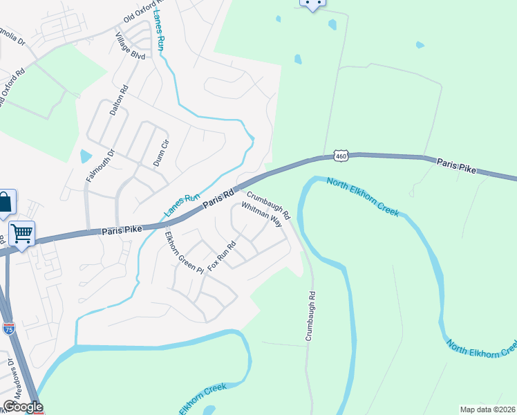 map of restaurants, bars, coffee shops, grocery stores, and more near 135 Whitman Way in Georgetown