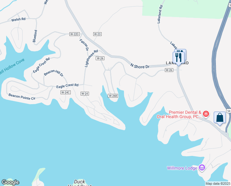 map of restaurants, bars, coffee shops, grocery stores, and more near 2 County Road W-26B in Lake Ozark