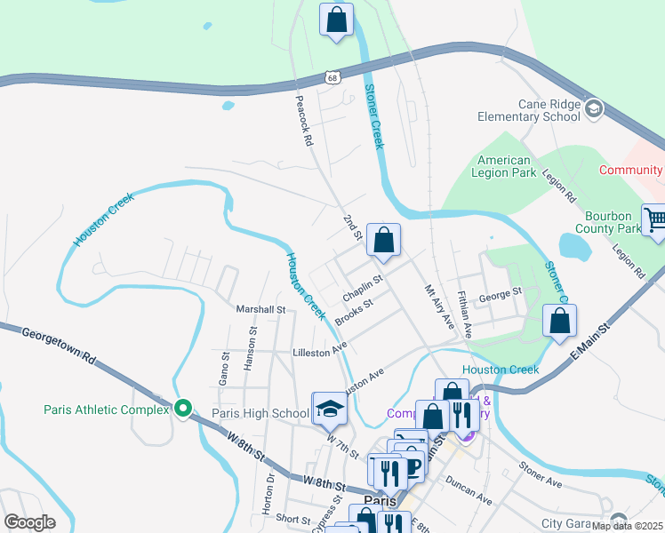 map of restaurants, bars, coffee shops, grocery stores, and more near 504 Turner Street in Paris