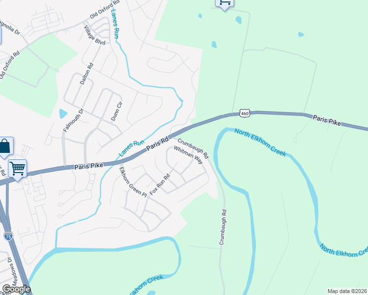 map of restaurants, bars, coffee shops, grocery stores, and more near 135 Whitman Way in Georgetown