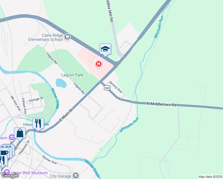 map of restaurants, bars, coffee shops, grocery stores, and more near 212 North Middletown Road in Paris