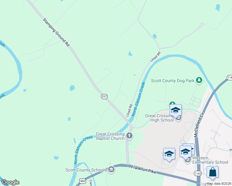 map of restaurants, bars, coffee shops, grocery stores, and more near 129 Lloyd Road in Georgetown