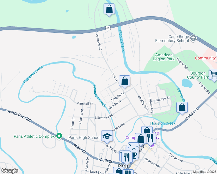 map of restaurants, bars, coffee shops, grocery stores, and more near 504 Turner Street in Paris