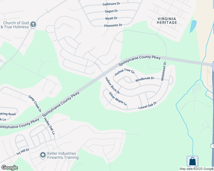 map of restaurants, bars, coffee shops, grocery stores, and more near 5513 Silver Maple Lane in Fredericksburg