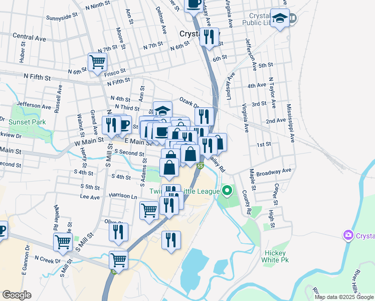 map of restaurants, bars, coffee shops, grocery stores, and more near 512 Bailey Road in Crystal City