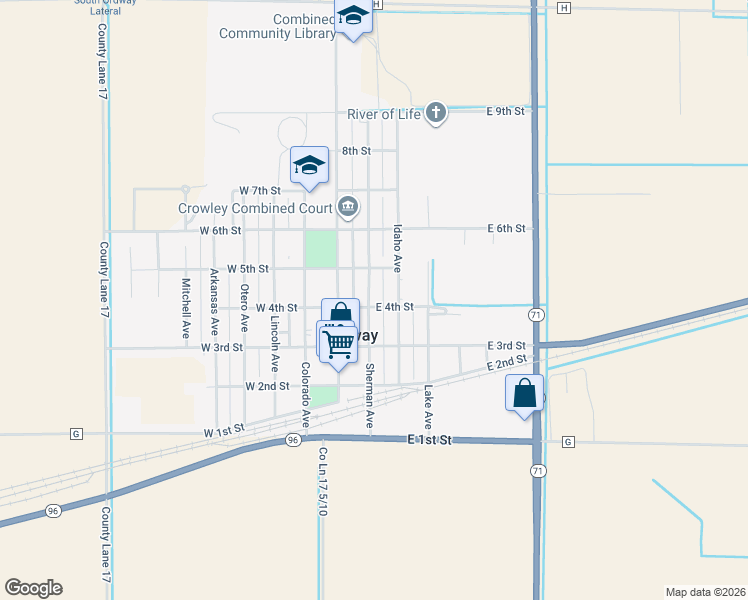 map of restaurants, bars, coffee shops, grocery stores, and more near 319 Sherman Ave in Ordway