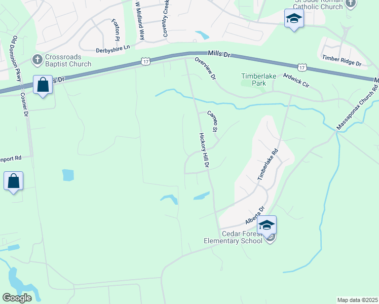 map of restaurants, bars, coffee shops, grocery stores, and more near 9501 Dabney Court in Fredericksburg