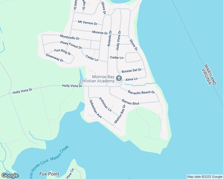 map of restaurants, bars, coffee shops, grocery stores, and more near 444 Barnes Boulevard in Colonial Beach