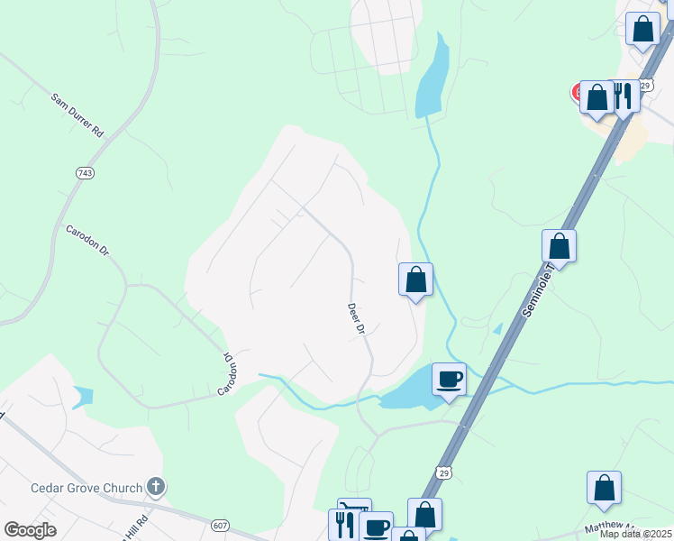 map of restaurants, bars, coffee shops, grocery stores, and more near 455 Deer Drive in Ruckersville
