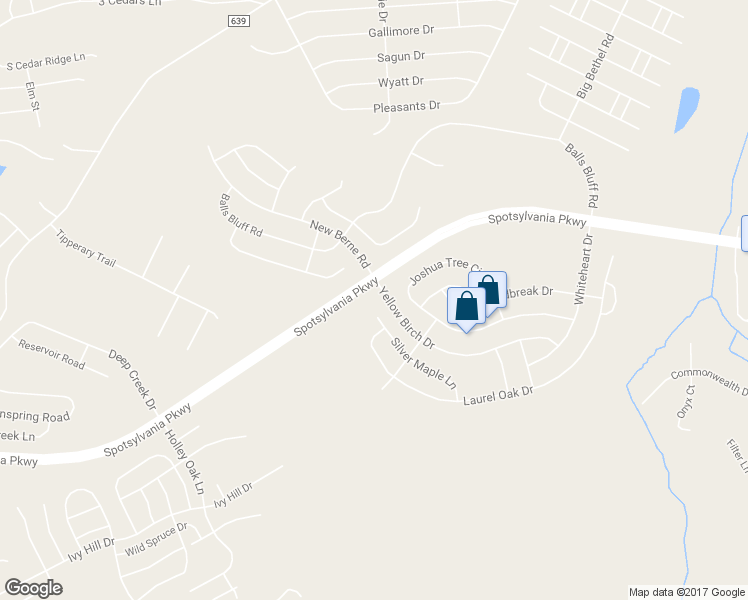 map of restaurants, bars, coffee shops, grocery stores, and more near 5519 Silver Maple Lane in Fredericksburg