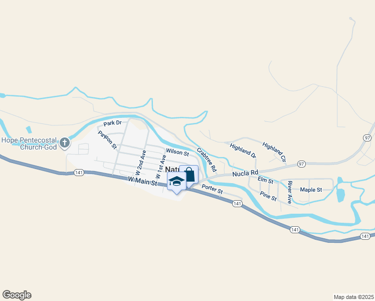 map of restaurants, bars, coffee shops, grocery stores, and more near 111-201 Crabtree Road in Naturita