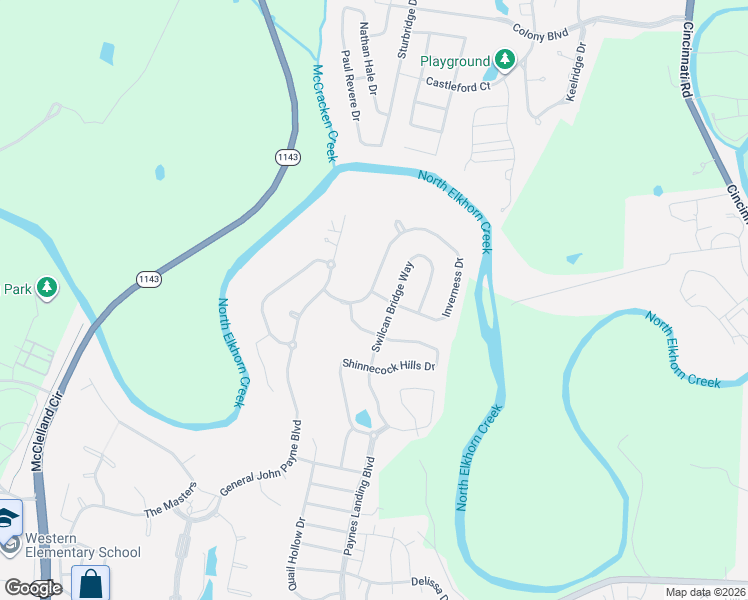 map of restaurants, bars, coffee shops, grocery stores, and more near 110 Inverness Drive in Georgetown