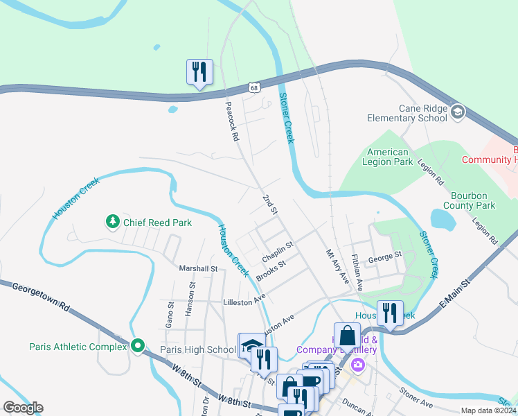 map of restaurants, bars, coffee shops, grocery stores, and more near Spears Street in Paris