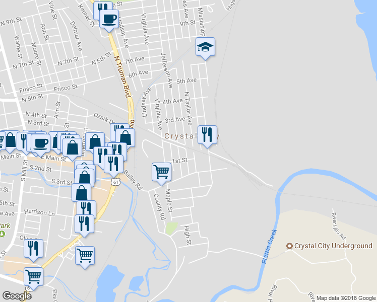 map of restaurants, bars, coffee shops, grocery stores, and more near 109 North Taylor Avenue in Crystal City