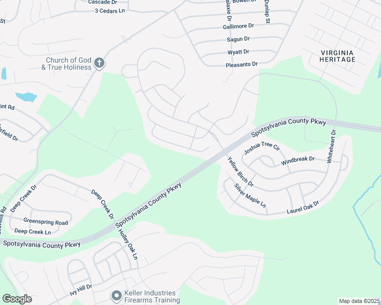 map of restaurants, bars, coffee shops, grocery stores, and more near 5820 South Mills Manor Court in Fredericksburg