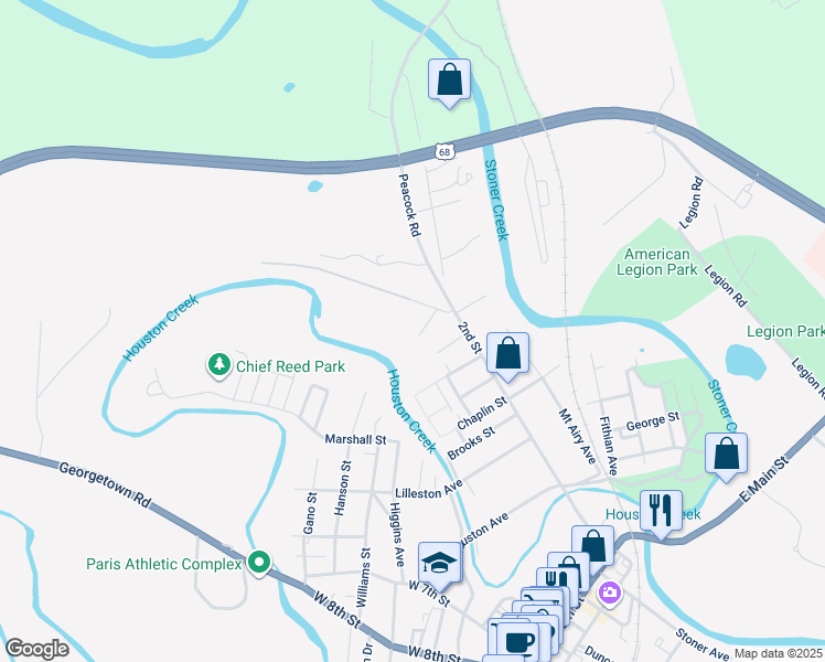map of restaurants, bars, coffee shops, grocery stores, and more near 109 Highland Lane in Paris
