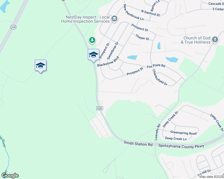 map of restaurants, bars, coffee shops, grocery stores, and more near 6205 Pella Lane in Fredericksburg
